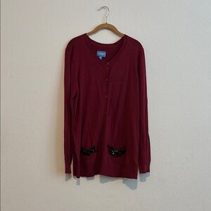 Simply Vera Vera Wang Red Knit Cardigan Sweater